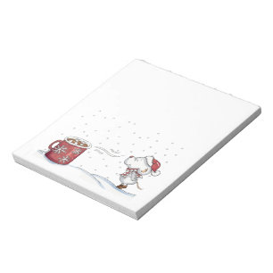 Cute hand plockade-musdesign för jul anteckningsblock