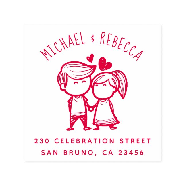 Cute Hand plockade par & Anpassningsbar Returadres Självfärgande Stämpel (Design)