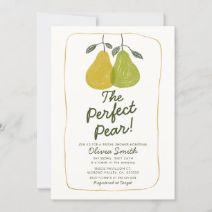 Cute Hand plockade Perfekt Pear Möhippa Inbjudningar