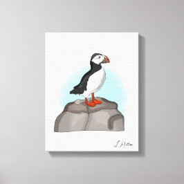 Cute Hand plockade Puffin Canvastryck