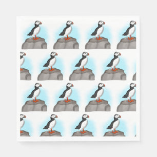 Cute Hand plockade Puffin Pappersservett