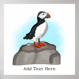 Cute Hand plockade Puffin Poster