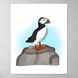 Cute Hand plockade Puffin Poster