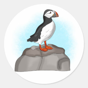 Cute Hand plockade Puffin Runt Klistermärke