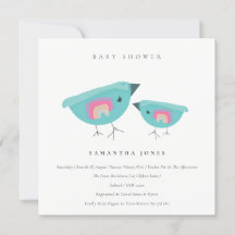 Cute Hand plockade Rainbow Blue Birdy Baby Shower