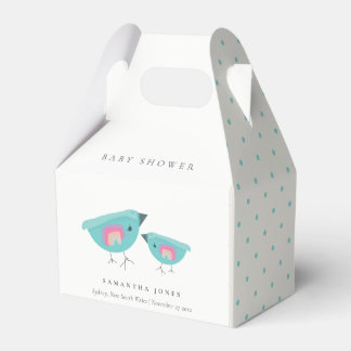 Cute Hand plockade Rainbow Blue Birdy Baby Shower Presentaskar