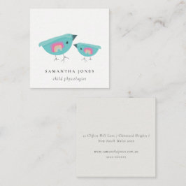 Cute Hand plockade Rainbow Blue Birdy Mor Baby Fyrkantigt Visitkort