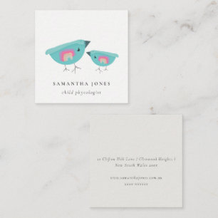 Cute Hand plockade Rainbow Blue Birdy Mor Baby Fyrkantigt Visitkort