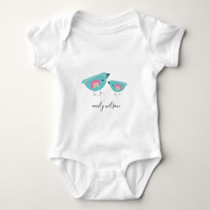 Cute Hand plockade Rainbow Blue Birdy Mor Baby T Shirt