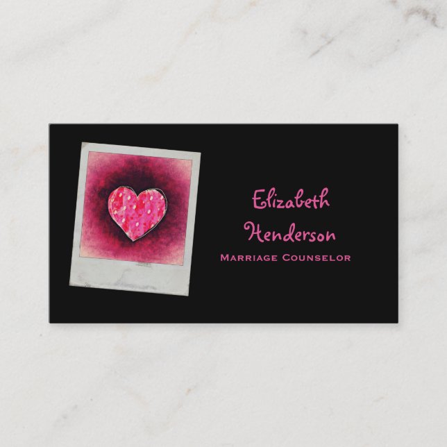 Cute Hand plockade Rosa Heart Visitkort (Framsida)
