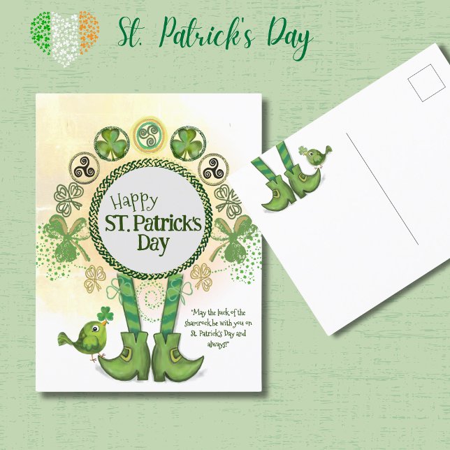 Cute Hand plockade St.Patrick Day Vykort (Cute Hand Drawn St. Patrick Day Postcard)