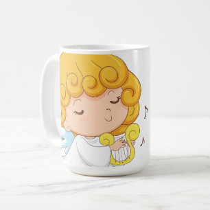 Cute Hand plockade tecknad Angel-flicka Kaffemugg