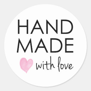 Cute Handmade med Kärlek Runt Klistermärke