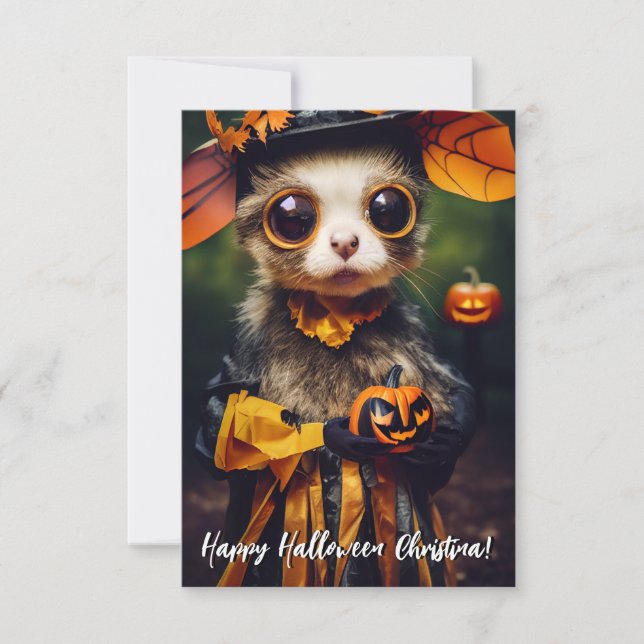Cute Handmade Stil Autumn Pumpkin Halloween Cat Kort (Framsida)