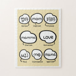 Cute Handskriftlig Mamma World Language Family Pussel