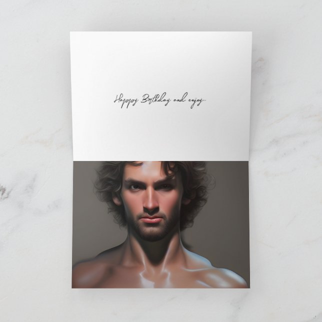 Cute Handsome Man Birday Card Kort (Inuti)