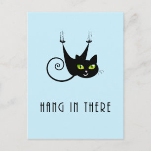 Cute Hängande Black Cat Grönt Öga Vykort