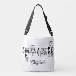 Cute Hanging Kittens Custom Name Axelväska