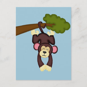 Cute Hanging Monkey Vykort