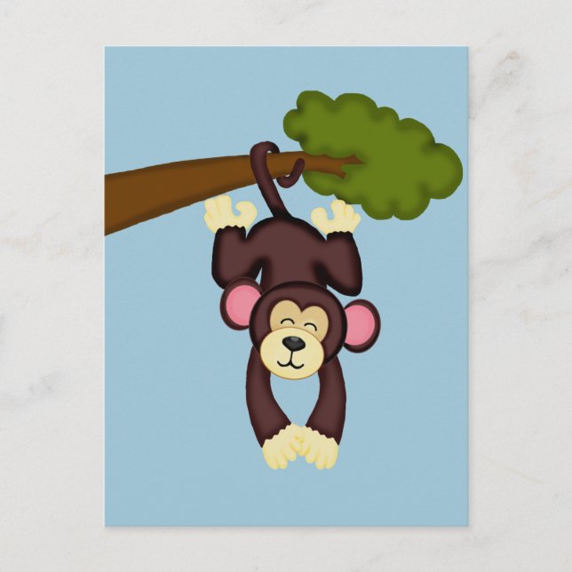 Cute Hanging Monkey Vykort (Framsida)