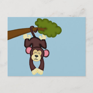 Cute Hanging Monkey Vykort