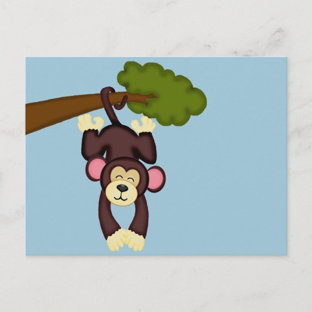 Cute Hanging Monkey Vykort (Framsida)