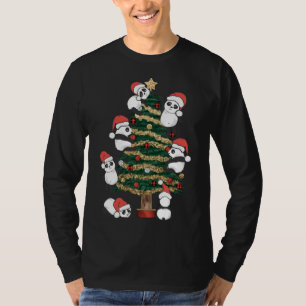 Cute Hanging Panda Julgran Santa Hat-familjen T Shirt
