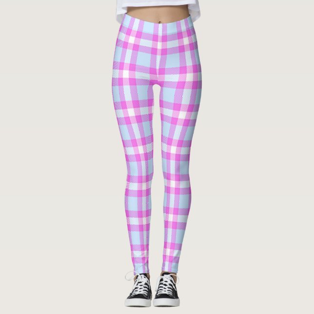 Cute Hannah Rosa Frost Buffalo Check Play Mönster Leggings (Framsida)