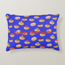 Cute Hannukah doughnut mönstrad Prydnadskudde
