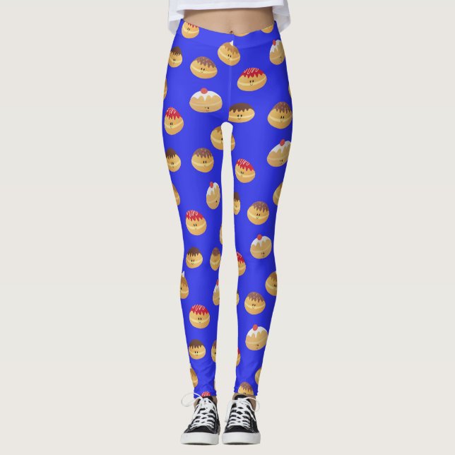 Cute Hannukah mönstrad Leggings (Framsida)