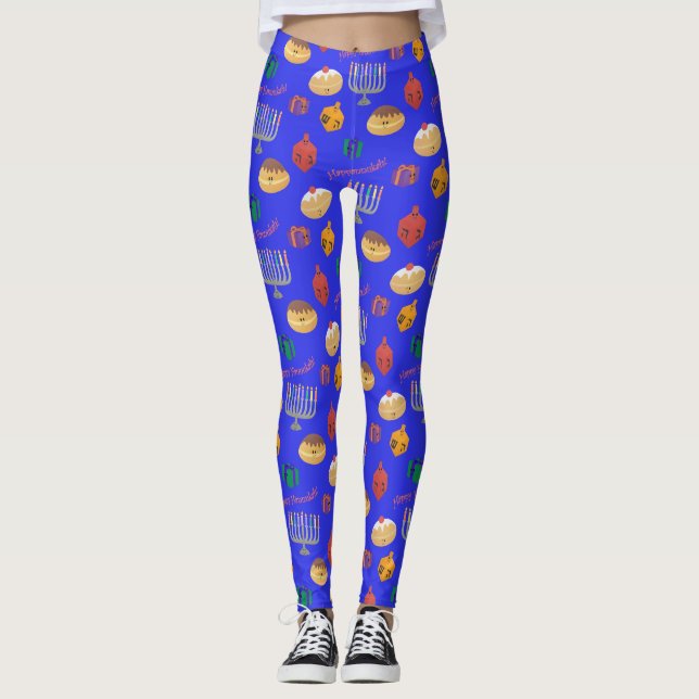 Cute Hannukah Patterned Leggings (Framsida)