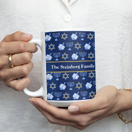 Cute Hanukkah Dreidel Menorah Personlig Gift Kaffemugg