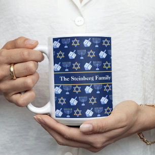 Cute Hanukkah Dreidel Menorah Personlig Gift Kaffemugg