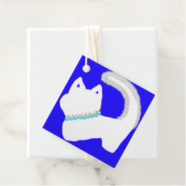 Cute Hanukkah med vit katt och menorah Gåvor Etiketter