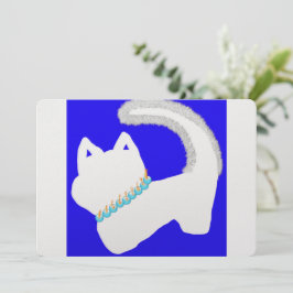 Cute Hanukkah med vit katt och menorah Julkort
