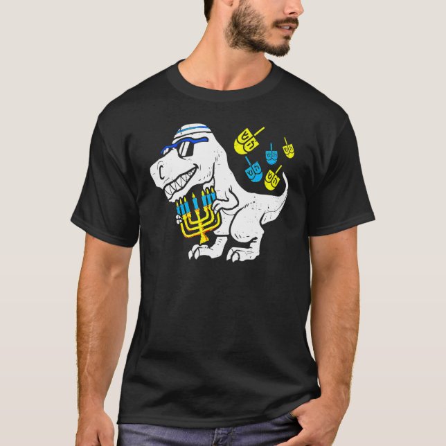 Cute Hanukkah Rex Dinosaur Menorasaurus Chanukah B T Shirt (Framsida)