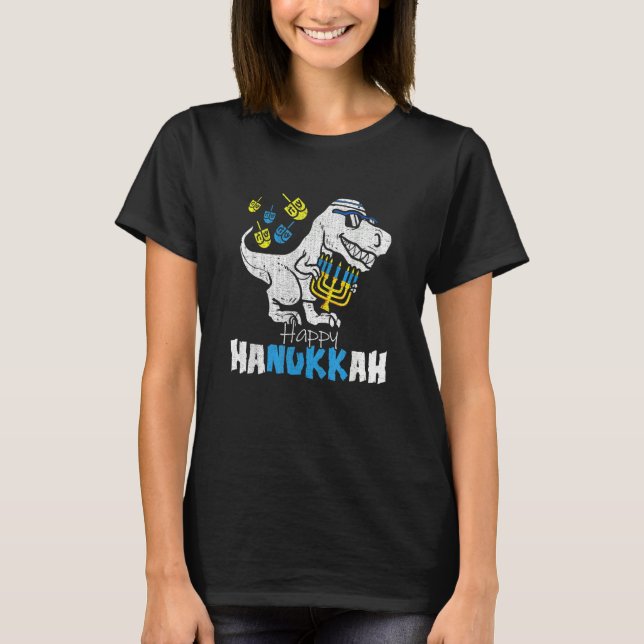 Cute Hanukkah Rex Dinosaur Menorasaurus Chanukah B T Shirt (Framsida)