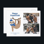 Cute Hanukkah Sloth 2 Photo Collage Helg Vykort<br><div class="desc">Cute Hanukkah-fotokort för personlig på sluttningen.</div>