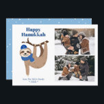 Cute Hanukkah Sloth 2 Photo Collage Julkort<br><div class="desc">Cute Hanukkah-fotokort för personlig på sluttningen.</div>