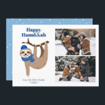 Cute Hanukkah Sloth 2 Photo Collage Julkort<br><div class="desc">Cute Hanukkah-fotokort för personlig på sluttningen.</div>