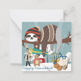 Cute Hanukkah Sloth Anteckningskort