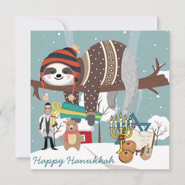 Cute Hanukkah Sloth Julkort (Framsida)