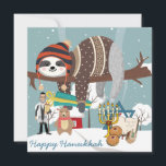 Cute Hanukkah Sloth Julkort<br><div class="desc">Adsible Hanukkah Sloth</div>