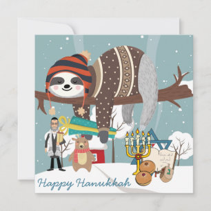 Cute Hanukkah Sloth Julkort