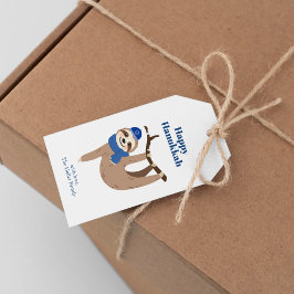 Cute Hanukkah Sloth Presentetikett
