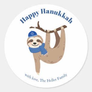 Cute Hanukkah Sloth Runt Klistermärke