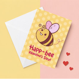 Cute Happ-Bee Kids Valentines day Helgkort