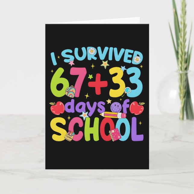 Cute happy 100 days of school first day of school kort (Framsida)