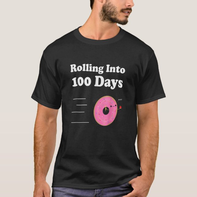 Cute Happy 100th Day Of School Rolling Strawberry  T Shirt (Framsida)