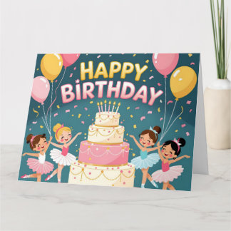 Cute Happy Birthday ballerina theme Kort
